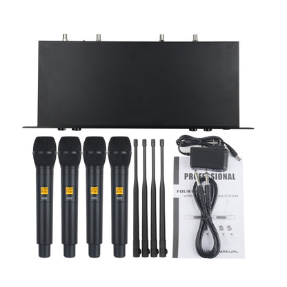 XTUGA A400-H Professional 4-Channel UHF Wireless Microphone System with 4 Handheld Microphone