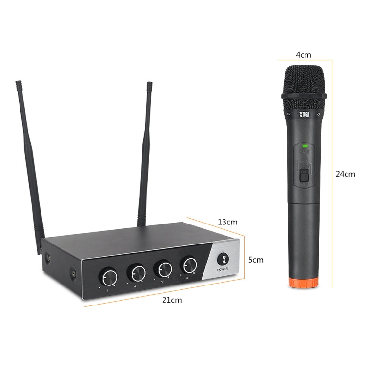 XTUGA S400 Professional 4-Channel UHF Wireless Microphone System with 4 Handheld Microphone