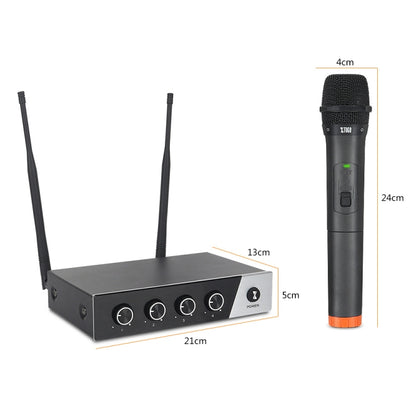 XTUGA S400 Professional 4-Channel UHF Wireless Microphone System with 4 Handheld Microphone