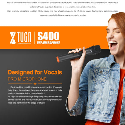 XTUGA S400 Professional 4-Channel UHF Wireless Microphone System with 4 Handheld Microphone