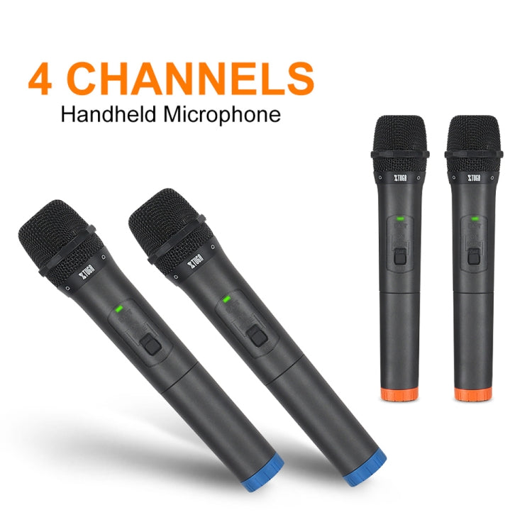 XTUGA S400 Professional 4-Channel UHF Wireless Microphone System with 4 Handheld Microphone