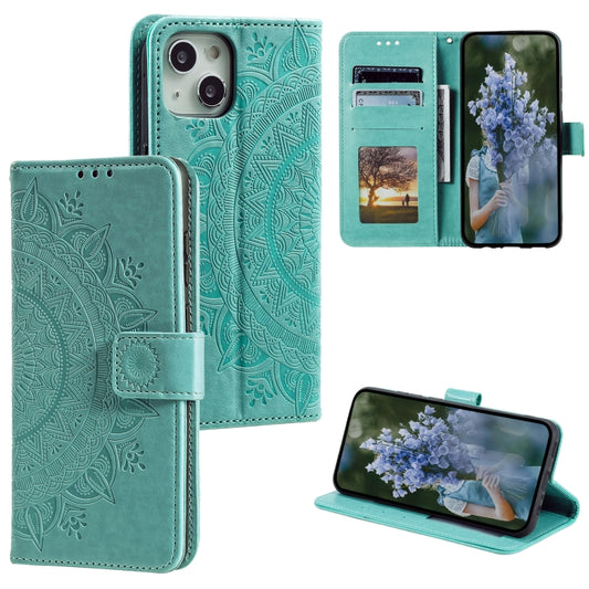 جراب هاتف جلدي منقوش بزهرة الطوطم، لهاتف iPhone 15 Plus، لهاتف iPhone 15