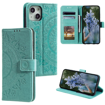 جراب هاتف جلدي منقوش بزهرة الطوطم، لهاتف iPhone 15 Plus، لهاتف iPhone 15