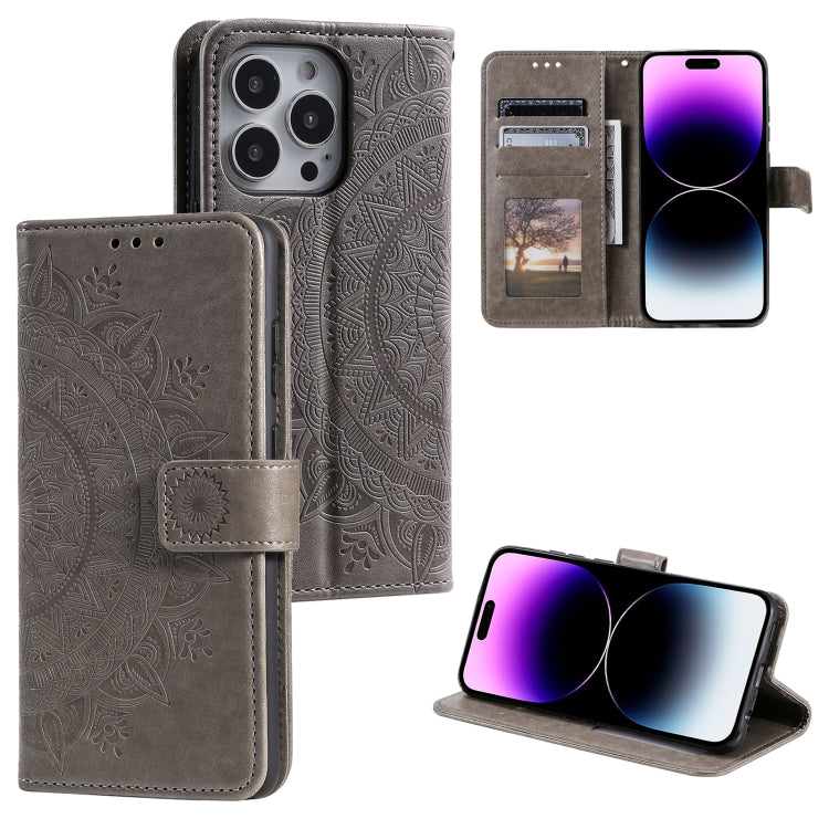 جراب هاتف جلدي منقوش بزهرة الطوطم، مناسب لأجهزة iPhone 16 Pro Max وiPhone 16 Pro وiPhone 16 Plus
