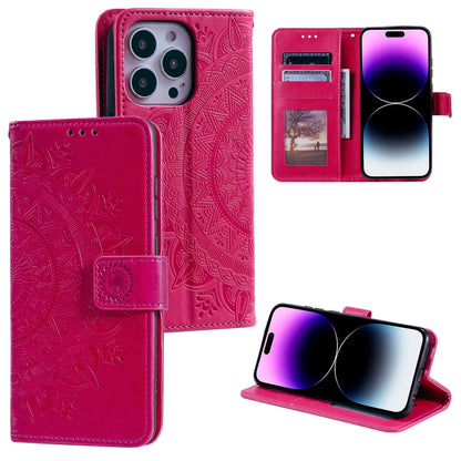 جراب هاتف جلدي منقوش بزهرة الطوطم، مناسب لأجهزة iPhone 16 Pro Max وiPhone 16 Pro وiPhone 16 Plus