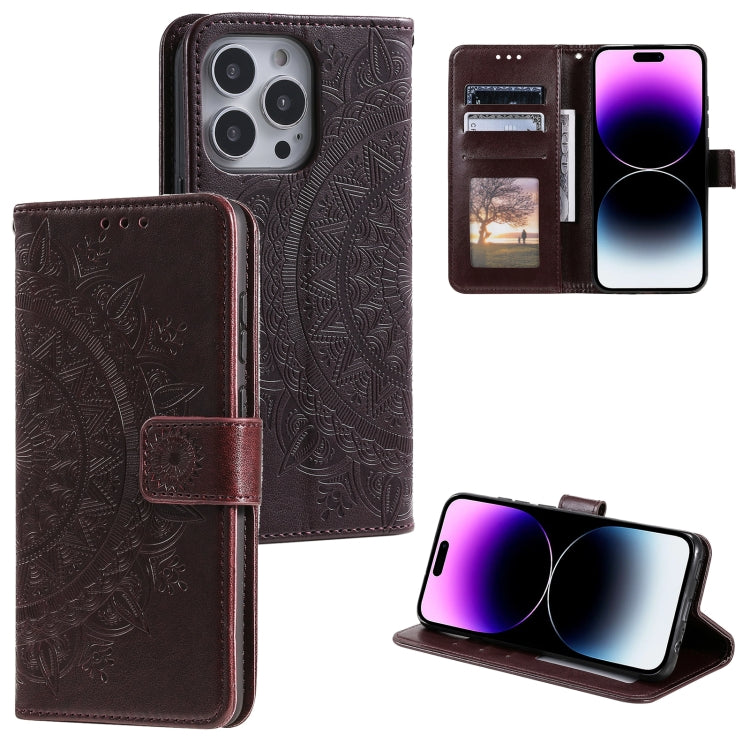 جراب هاتف جلدي منقوش بزهرة الطوطم، مناسب لأجهزة iPhone 16 Pro Max وiPhone 16 Pro وiPhone 16 Plus