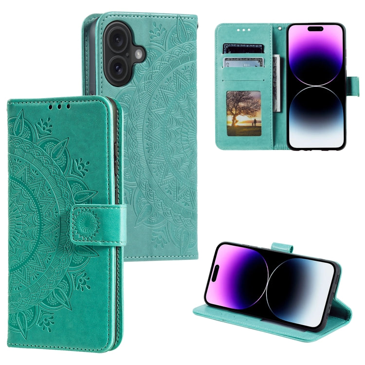 جراب هاتف جلدي منقوش بزهرة الطوطم، مناسب لأجهزة iPhone 16 Pro Max وiPhone 16 Pro وiPhone 16 Plus