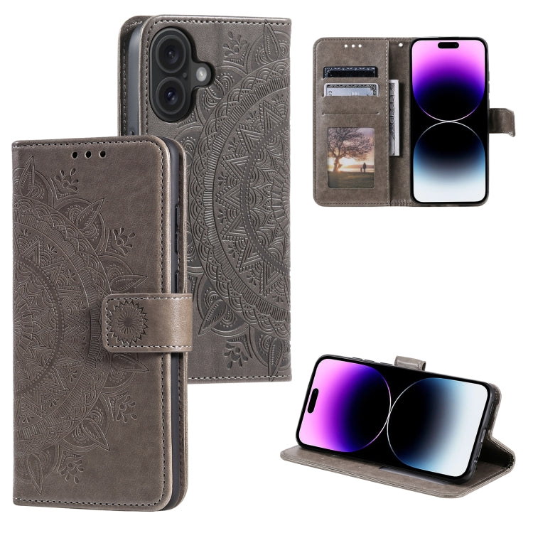 جراب هاتف جلدي منقوش بزهرة الطوطم، مناسب لأجهزة iPhone 16 Pro Max وiPhone 16 Pro وiPhone 16 Plus