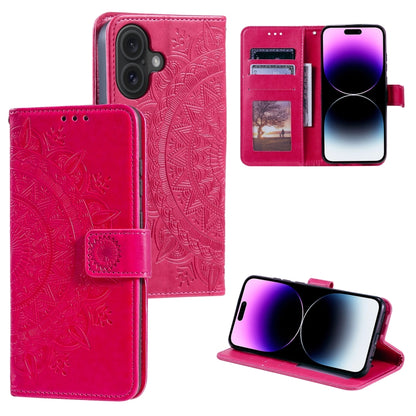 جراب هاتف جلدي منقوش بزهرة الطوطم، مناسب لأجهزة iPhone 16 Pro Max وiPhone 16 Pro وiPhone 16 Plus