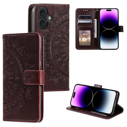 جراب هاتف جلدي منقوش بزهرة الطوطم، مناسب لأجهزة iPhone 16 Pro Max وiPhone 16 Pro وiPhone 16 Plus