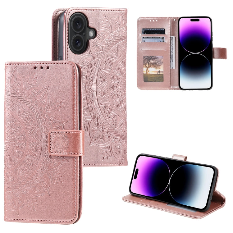 جراب هاتف جلدي منقوش بزهرة الطوطم، مناسب لأجهزة iPhone 16 Pro Max وiPhone 16 Pro وiPhone 16 Plus