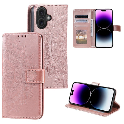 جراب هاتف جلدي منقوش بزهرة الطوطم، مناسب لأجهزة iPhone 16 Pro Max وiPhone 16 Pro وiPhone 16 Plus
