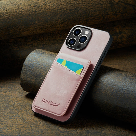 Fierre Shann Crazy Horse Card Holder Back Cover PU Phone Case, For iPhone 16 Pro Max, For iPhone 16 Pro, For iPhone 16 Plus, For iPhone 16