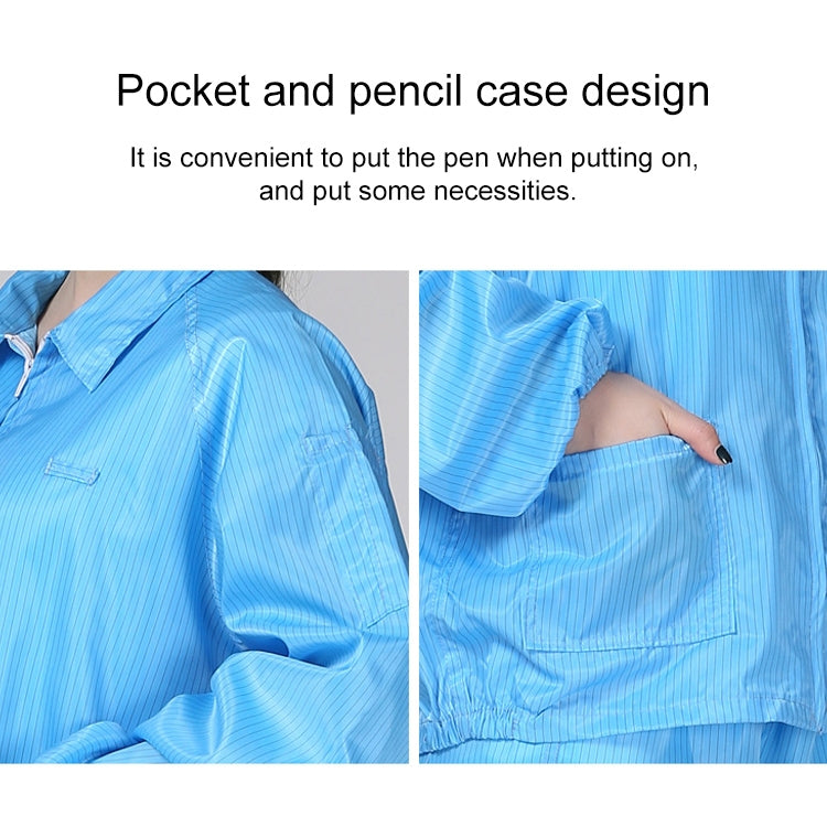 Anti Static Split Lapel Dustless Clothing Food Protection Stripe Clean Clothes, S, M, L, XL, XXL, XXXL, XXXXL, XXXXXL