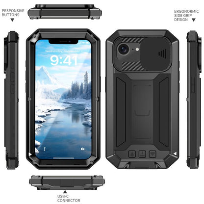 جراب هاتف R-JUST بحامل كاميرا منزلقة IP54 Life مقاوم للماء، مناسب لأجهزة iPhone 16e وiPhone 16 Pro Max وiPhone 16 Pro وiPhone 16 Plus وiPhone 16 وiPhone 15 Pro Max وiPhone 15 Pro وiPhone 15 Plus وiPhone 15