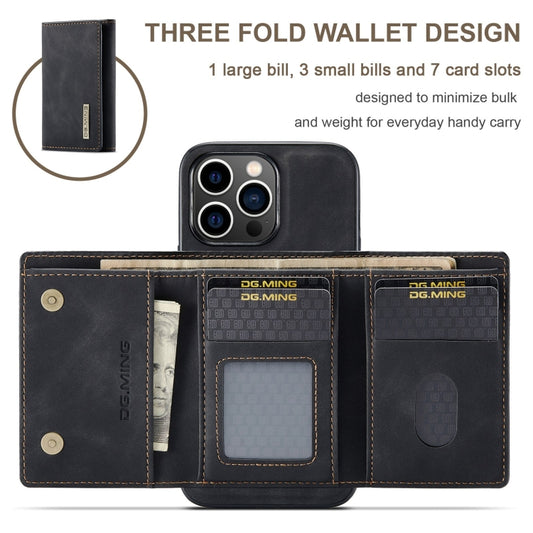 DG.MING M1 Series 3-Fold Multi Card Wallet Leather Phone Case