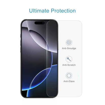 غشاء زجاجي مقوى 9H 2.5D بسمك 0.26 مم، مناسب لهاتف iPhone 16 Pro Max، وiPhone 16 Pro، وiPhone 16 Plus، وiPhone 16، وiPhone 15 Plus / 15 Pro Max، وiPhone 15 / 15 Pro