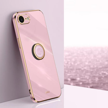 XINLI Straight Edge 6D Electroplate TPU Phone Case with Ring Holder