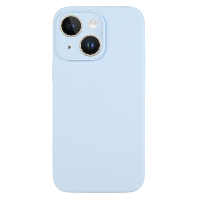 جراب هاتف من السيليكون السائل بلون نقي ومسام دقيقة، مناسب لهاتف iPhone 14 Plus