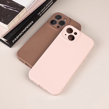 جراب هاتف من السيليكون السائل بلون نقي بمسام دقيقة، مناسب لهاتف iPhone 12