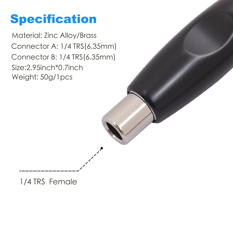 TC302 6.35mm Female to Female Guitar TRS Stereo Audio Cable Adapter