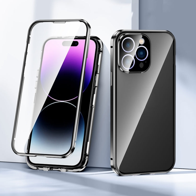 جراب هاتف مغناطيسي مزدوج الإبزيم من الزجاج المقوى عالي الدقة، مناسب لهاتف iPhone 15 Pro Max، وiPhone 15 Pro، وiPhone 15 Plus، وiPhone 15