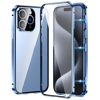 جراب هاتف مغناطيسي مزدوج الإبزيم من الزجاج المقوى عالي الدقة، مناسب لهاتف iPhone 15 Pro Max، وiPhone 15 Pro، وiPhone 15 Plus، وiPhone 15