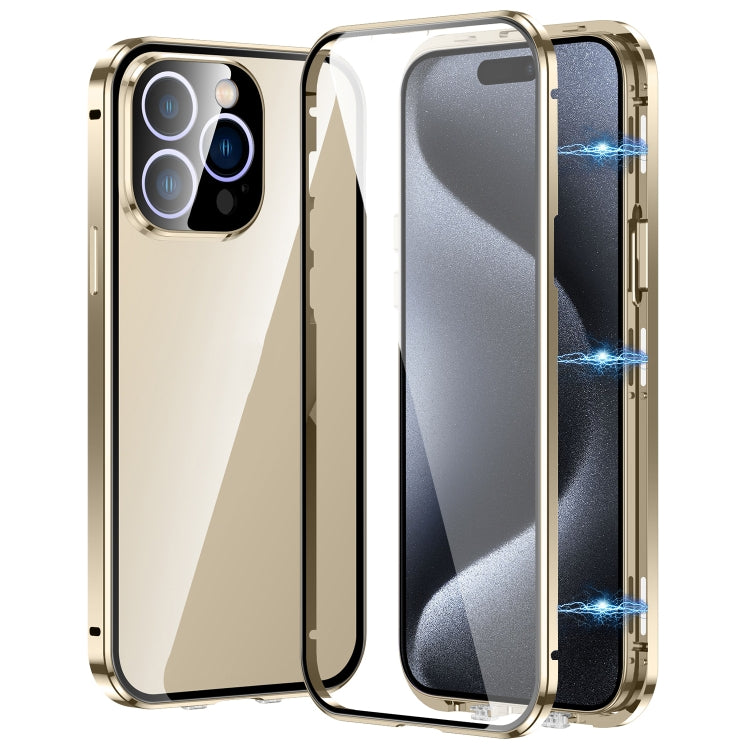 جراب هاتف مغناطيسي مزدوج الإبزيم من الزجاج المقوى عالي الدقة، مناسب لهاتف iPhone 15 Pro Max، وiPhone 15 Pro، وiPhone 15 Plus، وiPhone 15