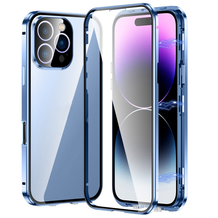 جراب هاتف مغناطيسي مزدوج الإبزيم من الزجاج المقوى عالي الدقة، مناسب لهاتف iPhone 16 Pro Max، وiPhone 16 Pro، وiPhone 16 Plus، وiPhone 16