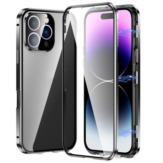 جراب هاتف مغناطيسي مزدوج الإبزيم من الزجاج المقوى عالي الدقة، مناسب لهاتف iPhone 16 Pro Max، وiPhone 16 Pro، وiPhone 16 Plus، وiPhone 16