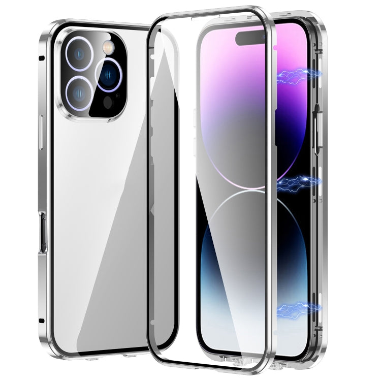 جراب هاتف مغناطيسي مزدوج الإبزيم من الزجاج المقوى عالي الدقة، مناسب لهاتف iPhone 16 Pro Max، وiPhone 16 Pro، وiPhone 16 Plus، وiPhone 16