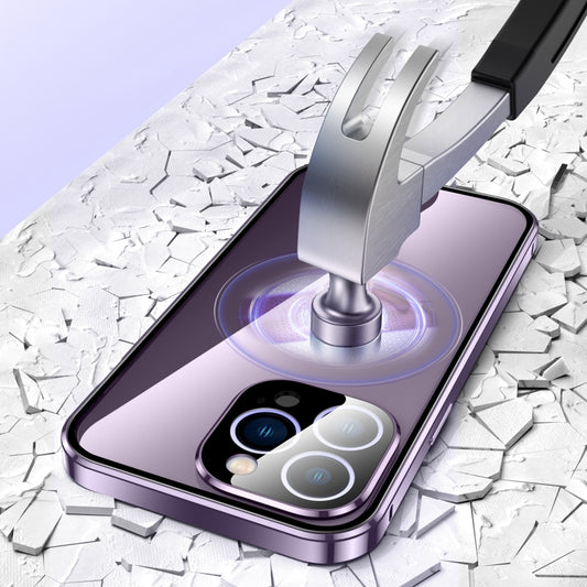 جراب هاتف مغناطيسي مزدوج الإبزيم من الزجاج المقوى عالي الدقة، مناسب لهاتف iPhone 15 Pro Max، وiPhone 15 Pro، وiPhone 15 Plus، وiPhone 15