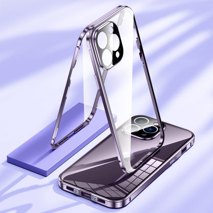 جراب هاتف مغناطيسي مزدوج الإبزيم من الزجاج المقوى عالي الدقة، مناسب لهاتف iPhone 15 Pro Max، وiPhone 15 Pro، وiPhone 15 Plus، وiPhone 15