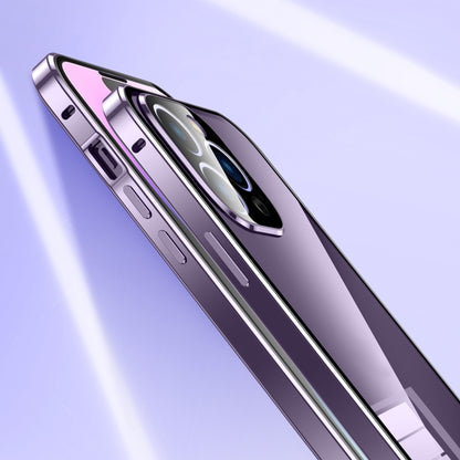 جراب هاتف مغناطيسي مزدوج الإبزيم من الزجاج المقوى عالي الدقة، مناسب لهاتف iPhone 15 Pro Max، وiPhone 15 Pro، وiPhone 15 Plus، وiPhone 15