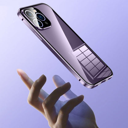 جراب هاتف مغناطيسي مزدوج الإبزيم من الزجاج المقوى عالي الدقة، مناسب لهاتف iPhone 15 Pro Max، وiPhone 15 Pro، وiPhone 15 Plus، وiPhone 15