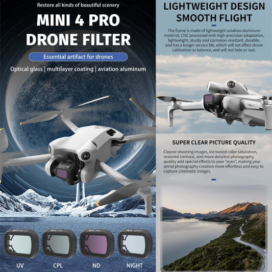 For DJI Mini 4 Pro JSR KB Series Drone Camera Lens Filter, MRC UV, CPL, ND8, ND16, ND32, ND64, ND256, ND1000, ND8PL, ND16PL, ND32PL, ND64PL, NIGHT, STAR, 3 in 1 CPL ND8 ND16, 3 in 1 ND16 ND64 ND256, 4 in 1 NDPL, 4 in 1 CPL ND16/32/64�������������������...