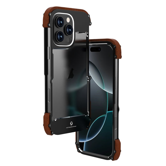 جراب هاتف R-JUST Ironwood Generation المعدني الهجين الخشبي، مناسب لأجهزة iPhone 16 Pro Max وiPhone 16 Pro وiPhone 16 Plus وiPhone 16 وiPhone 15 Pro Max وiPhone 15 Pro وiPhone 15 Plus وiPhone 15