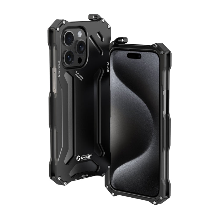 جراب هاتف معدني مقاوم للصدمات RJ17 من R-JUST، مناسب لأجهزة iPhone 15 Pro Max وiPhone 15 Pro وiPhone 15 Plus وiPhone 15