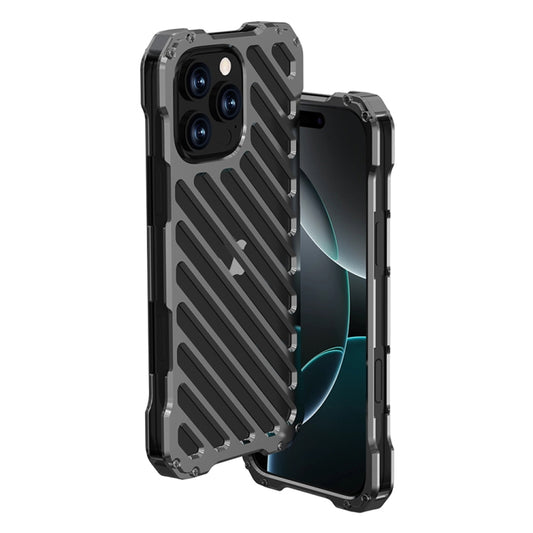 جراب هاتف معدني مجوف قابل للتهوية من R-JUST RJ-50، مناسب لأجهزة iPhone 16 Pro Max وiPhone 16 Pro وiPhone 16 Plus وiPhone 16 وiPhone 15 Pro Max وiPhone 15 Pro وiPhone 15 Plus وiPhone 15