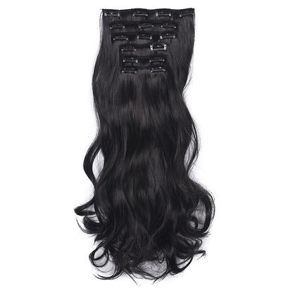 50cm 16 Card Long Curly Hair Wig Seamless Hair Extension Piece