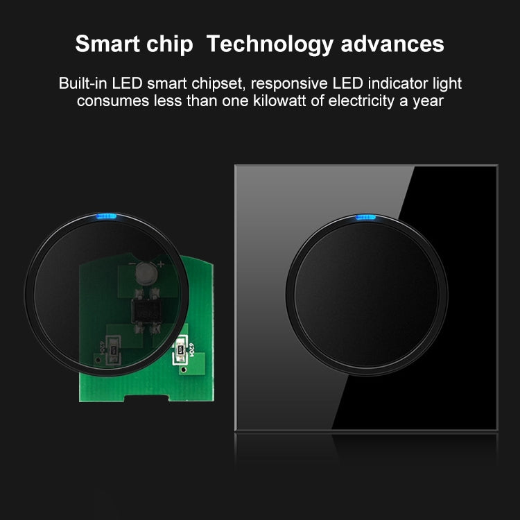 86mm Round LED Tempered Glass Switch Panel, Black Round Glass