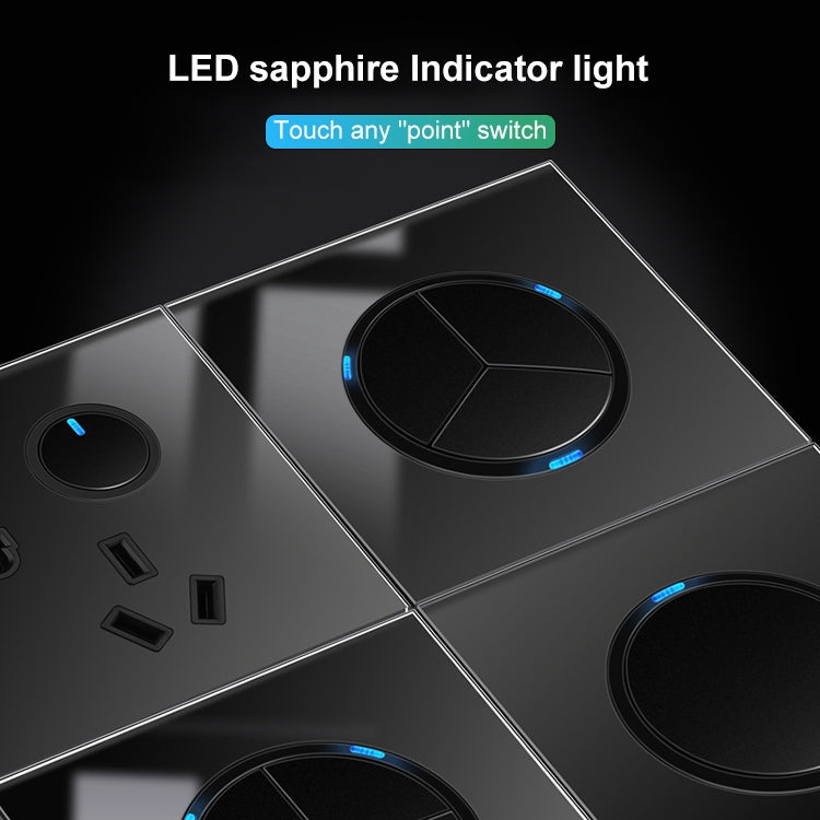 86mm Round LED Tempered Glass Switch Panel, Black Round Glass