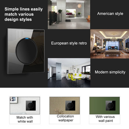 86mm Round LED Tempered Glass Switch Panel, Black Round Glass