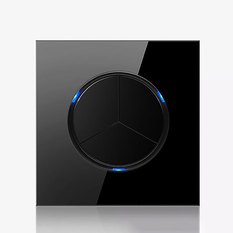 86mm Round LED Tempered Glass Switch Panel, Black Round Glass