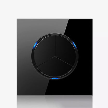 86mm Round LED Tempered Glass Switch Panel, Black Round Glass