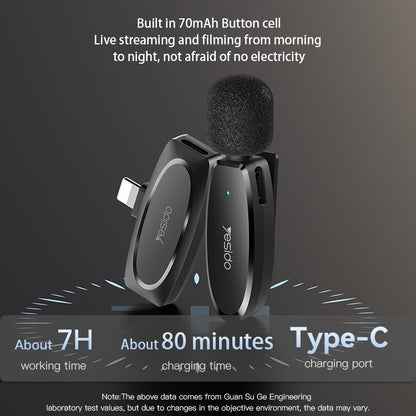 YESIDO KR13 Dual Low-latency Wireless Lavalier Microphone with Type-C Receiver