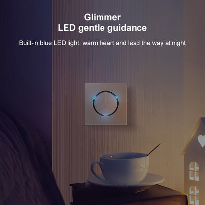 86mm Round LED Tempered Glass Switch Panel, Gray Round Glass