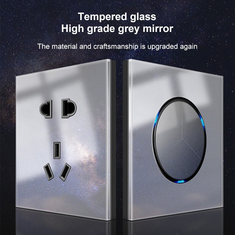 86mm Round LED Tempered Glass Switch Panel, Gray Round Glass