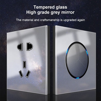 86mm Round LED Tempered Glass Switch Panel, Gray Round Glass