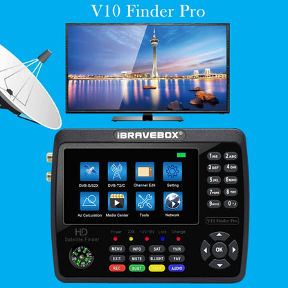 iBRAVEBOX V10 Finder Pro 4.3 inch Display Digital Satellite Meter Signal Finder, Support DVB-S/S2/S2X/T/T2/C
